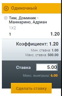 Установка ставки