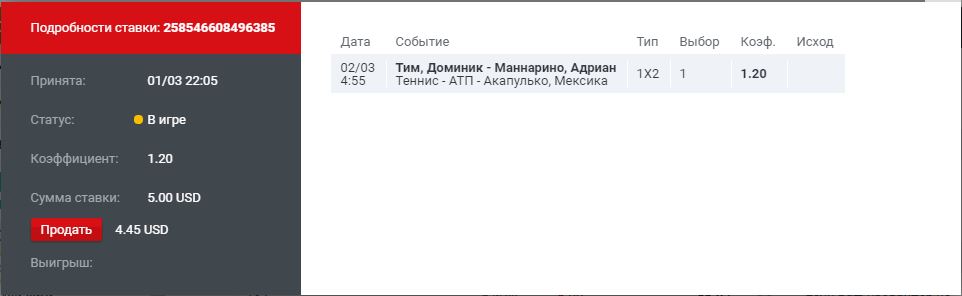 Отмена ставки